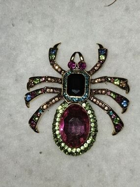 Sparkling Multicolor  Spider Brooch